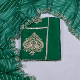 Khadi Green Unstitched Suit
